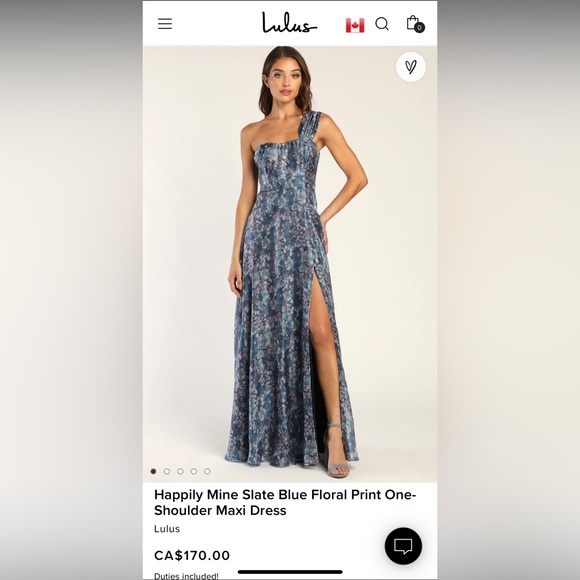 Happily Mine Slate Blue Floral Print One-Shoulder Maxi Dress - Picture 4 of 4